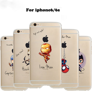 Phone Case Marvel The Avengers  Batman DC Comics Superhero Soft Transparent Case Cover for IPhone 6 6S 7 8 Plus 5S SE X