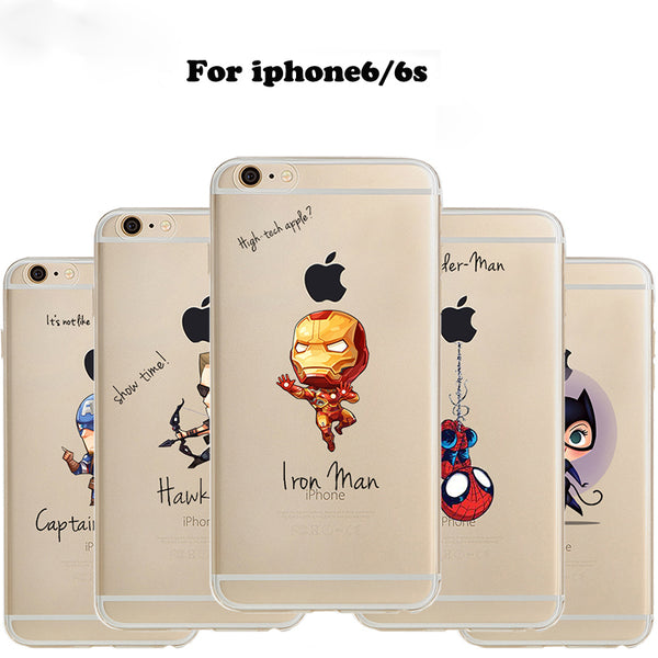Phone Case Marvel The Avengers  Batman DC Comics Superhero Soft Transparent Case Cover for IPhone 6 6S 7 8 Plus 5S SE X