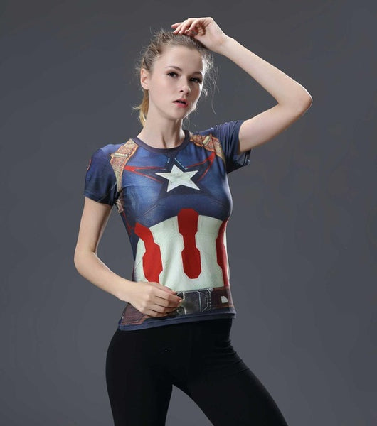 Women T-shirt Bodys Marvel Captain America/batman/spiderman