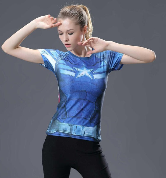 Women T-shirt Bodys Marvel Captain America/batman/spiderman