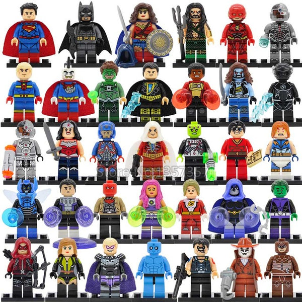 Legoingly 34pcs/lot DC Marvel Super Hero Figures 200+ Avengers Building Blocks Set Batman Spider Man Thor Educational Toys
