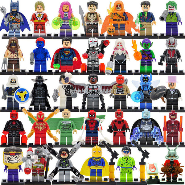 Legoingly 34pcs/lot DC Marvel Super Hero Figures 200+ Avengers Building Blocks Set Batman Spider Man Thor Educational Toys
