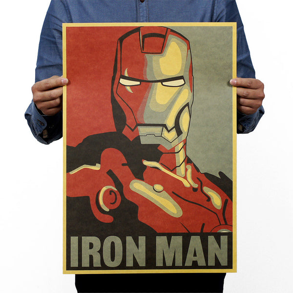 Marvel Hero Iron Man Vintage Kraft Paper Classic Movie Poster Home Decor Wall Decoration Art Office School DIY Retro Prints