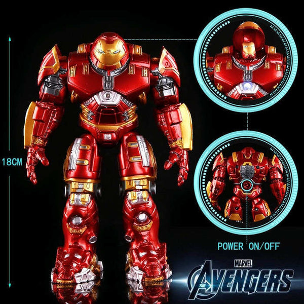 Avengers Iron Man Hulkbuster Armor Joints Movable  18CM Mark With LED Light PVC Action Figure Collection Model Toy